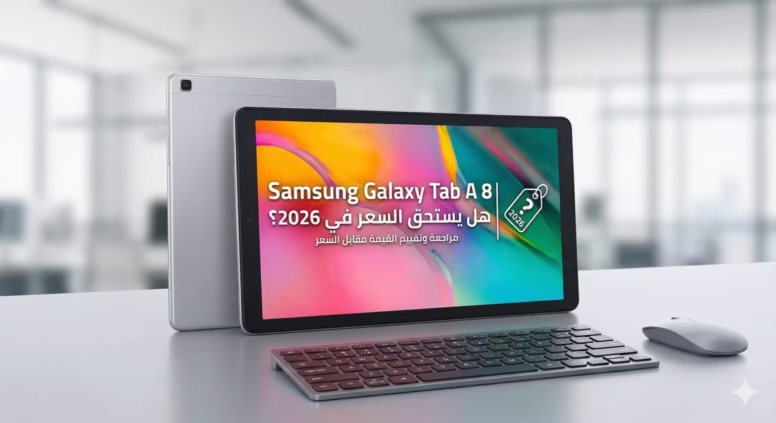"Samsung Galaxy Tab A8 مع ملصق السعر لعام 2026" "تقييم Samsung Galaxy Tab A8 وهل يستحق الشراء" "Tab A8 مقارنة الأداء والسعر في 2026"